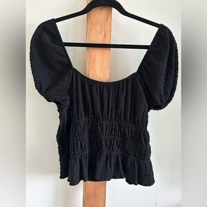 Chic Black Textured Blouse